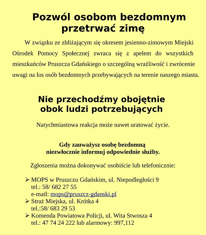 Pozwól osobom bezdomnym przetrwać zimę